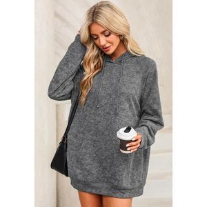 Azura Exchange  Gray Mineral Wash Kangaroo Pocket Drawstring Pullover Hoodie